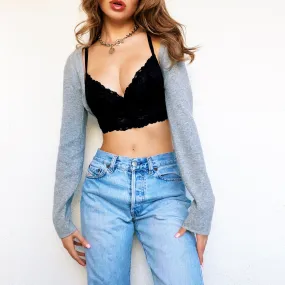 90s Gray Knit Shrug Top