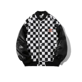 American checkerboard stitching Baseball Jacket, men's fashion brand loose BF versatile casual jacket jaket men mens clothing