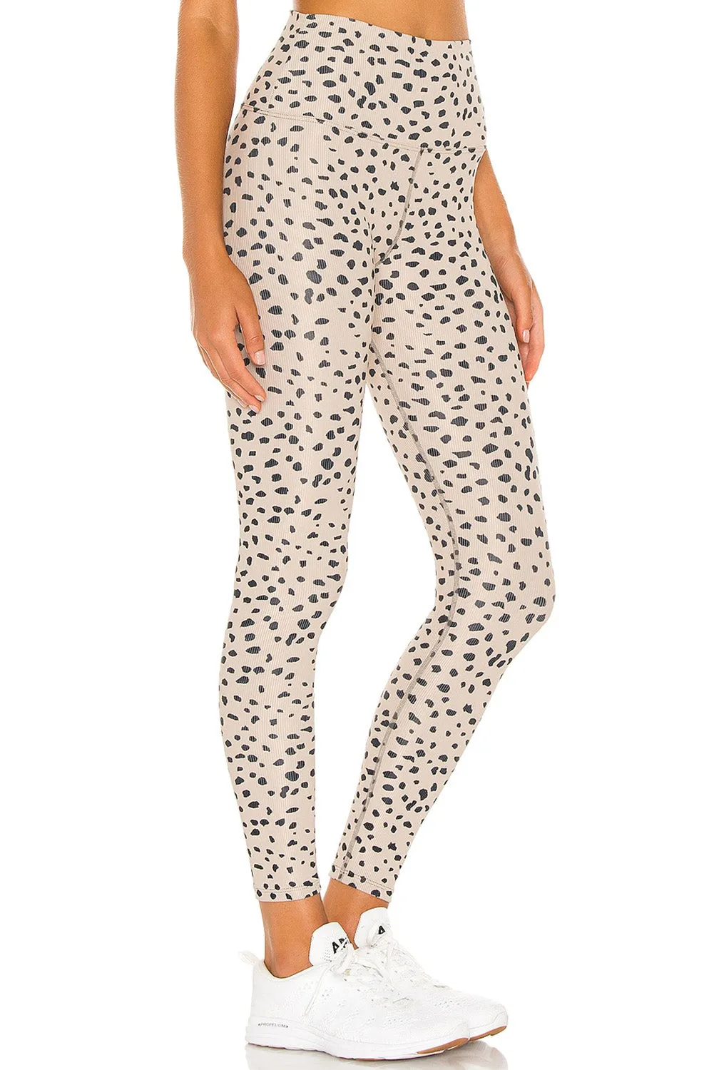 Apricot Dalmatian spots Printed Stretchy High Waist Leggings