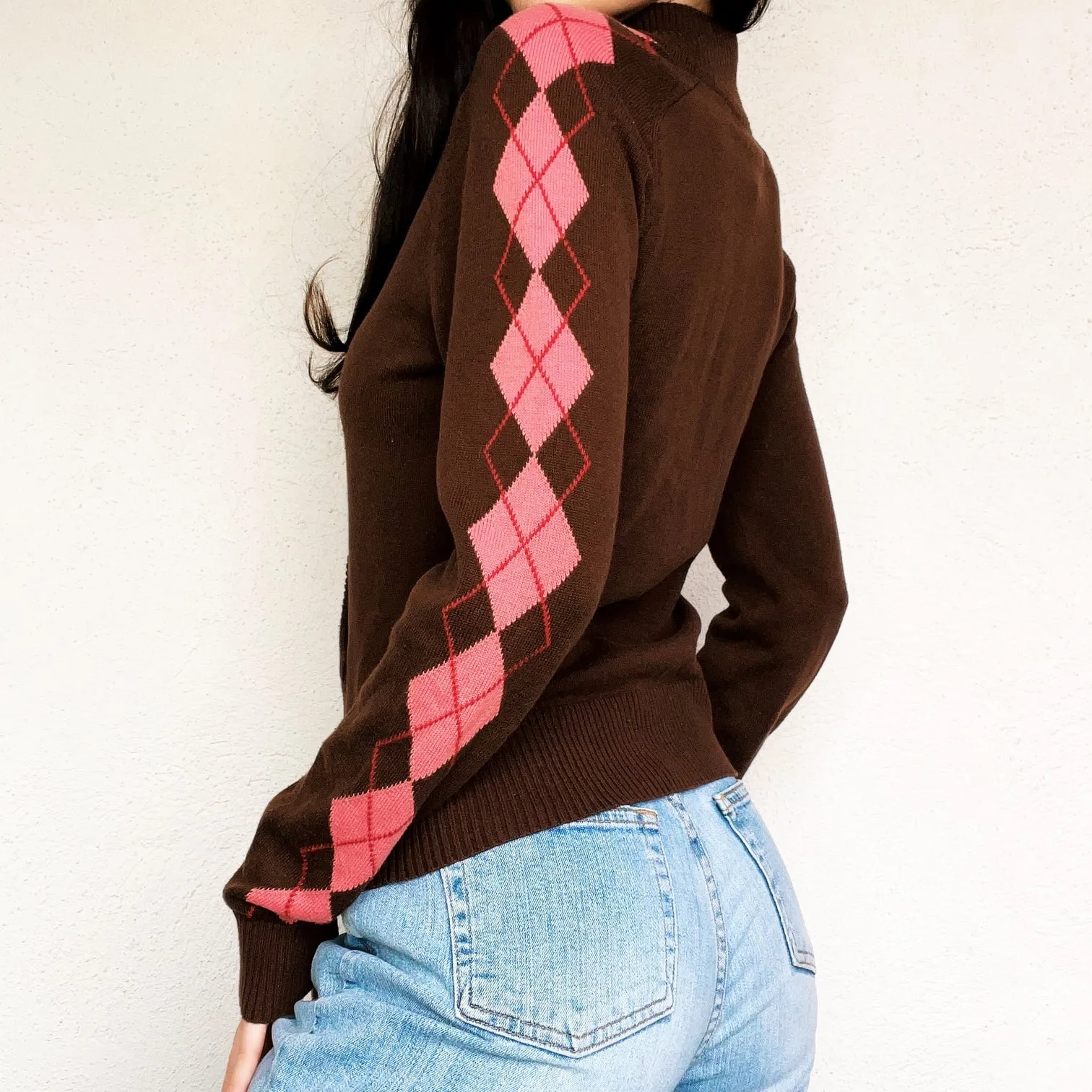 Argyle Zip Up Cardigan