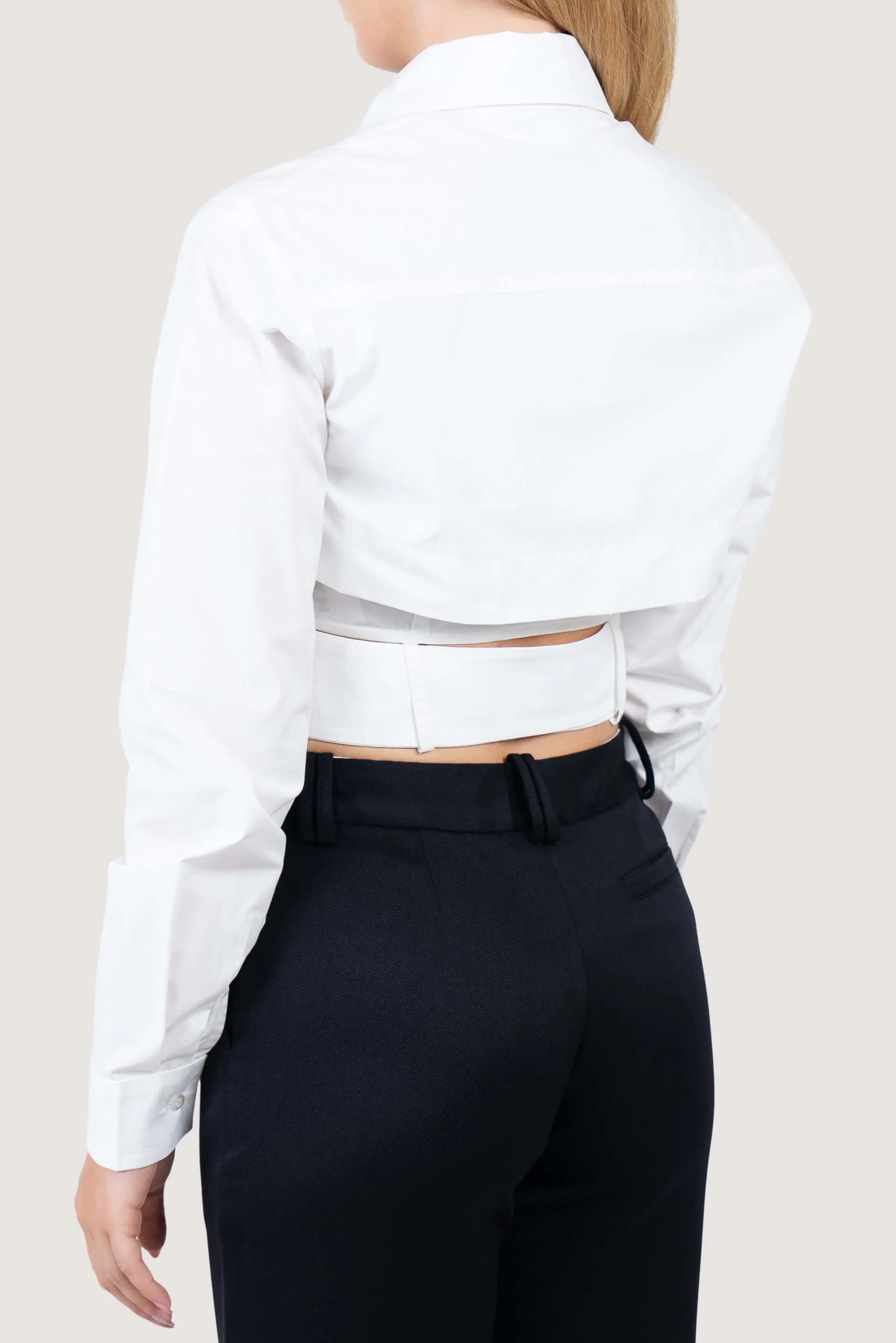 Belted Cropped Panel Shirt