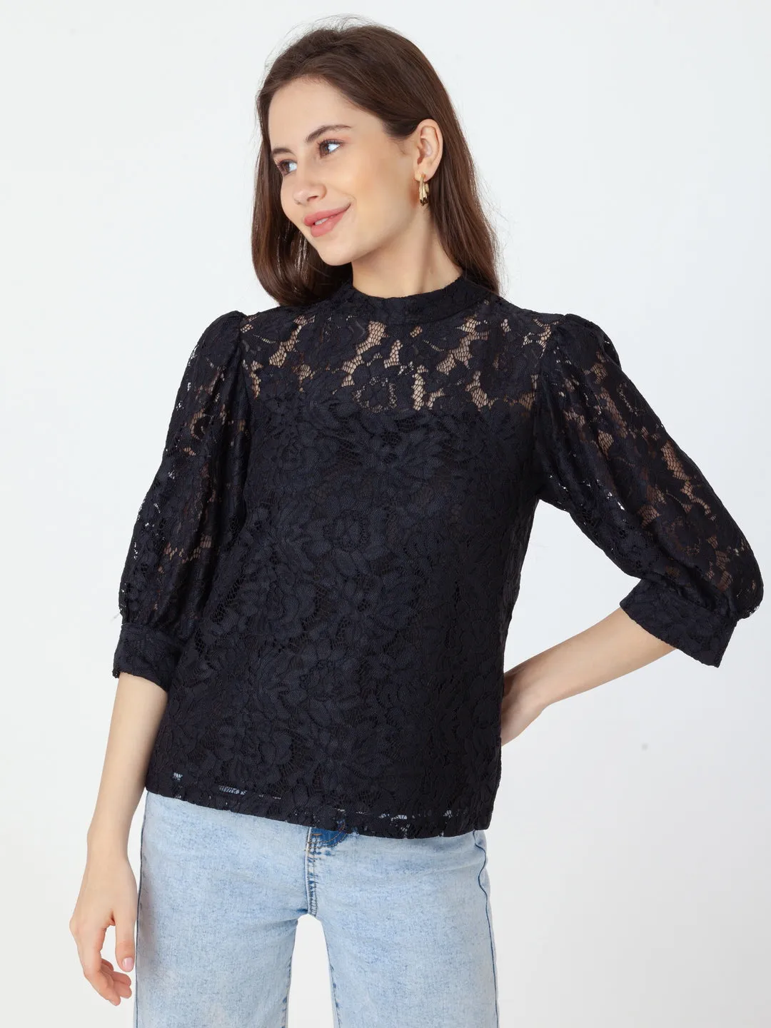Black Lace Regular Top