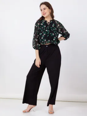 Black Printed Regular Top