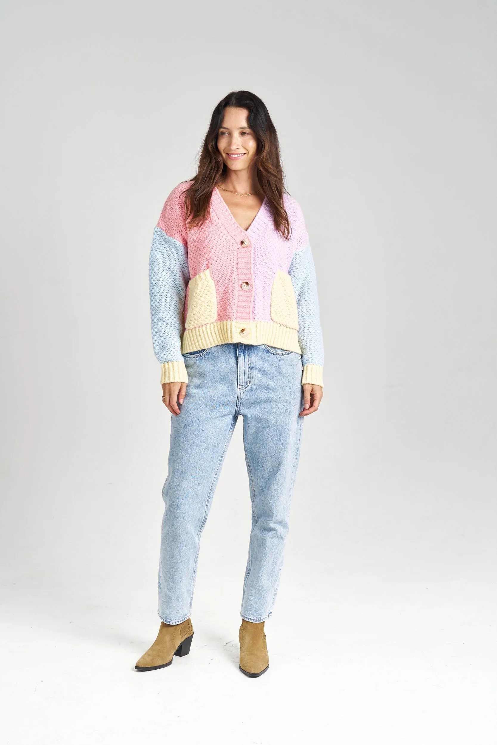 BLOCK COLOUR SHORT CARDIGAN