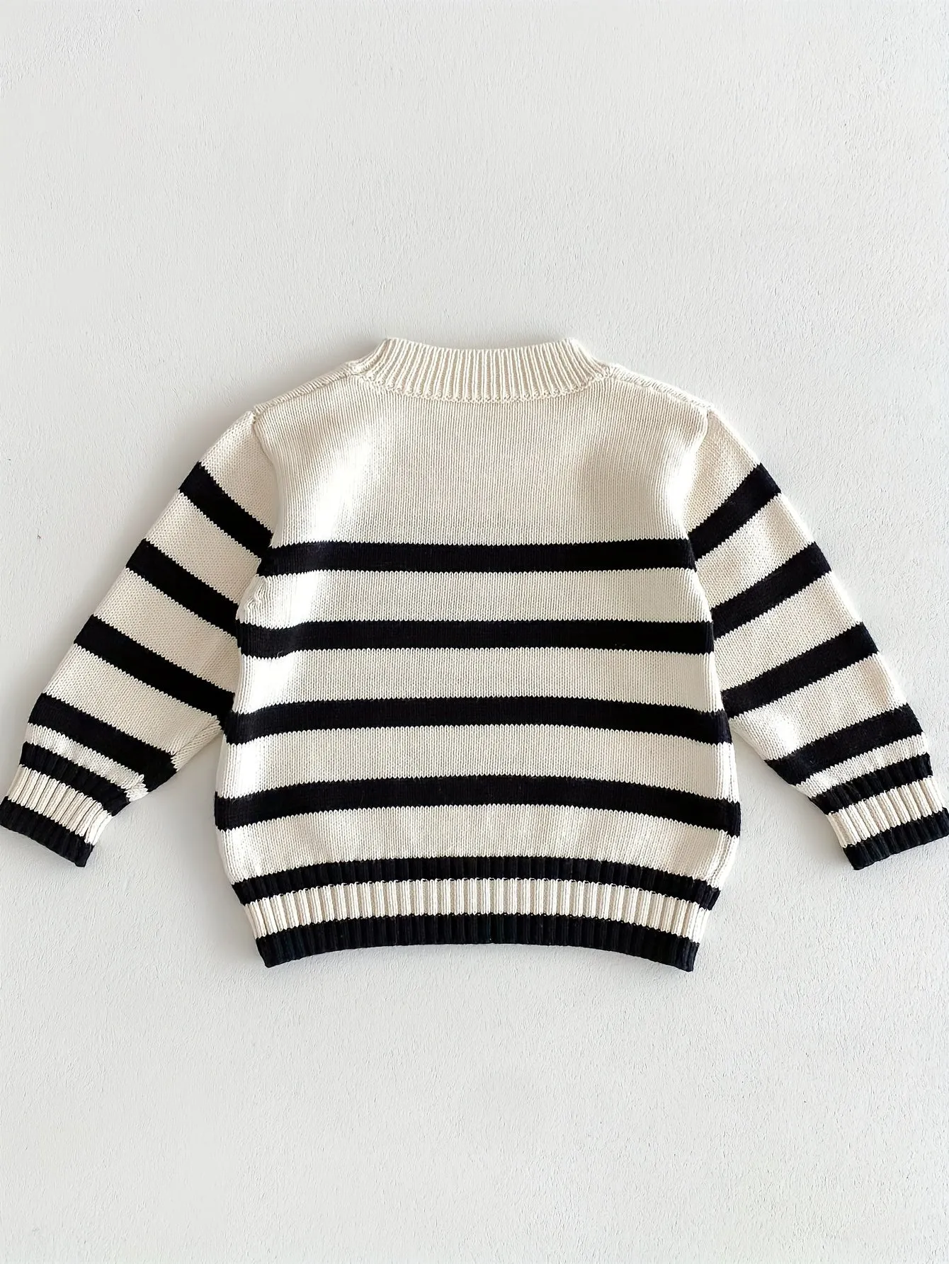 Boys Knit Pullover Sweater – Comfy Striped Cotton Casual Crew Neck Pullover Top For Fall/Winter