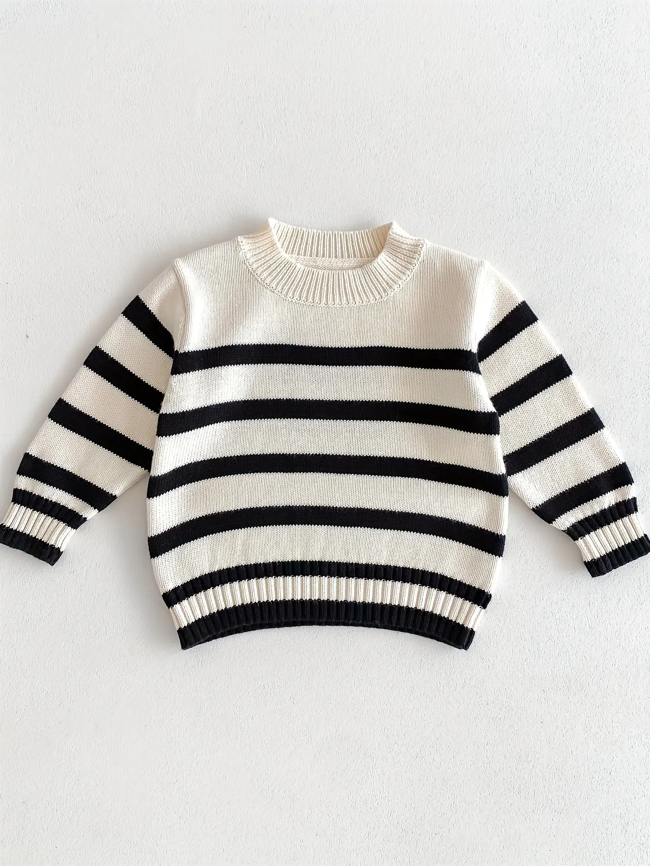 Boys Knit Pullover Sweater – Comfy Striped Cotton Casual Crew Neck Pullover Top For Fall/Winter