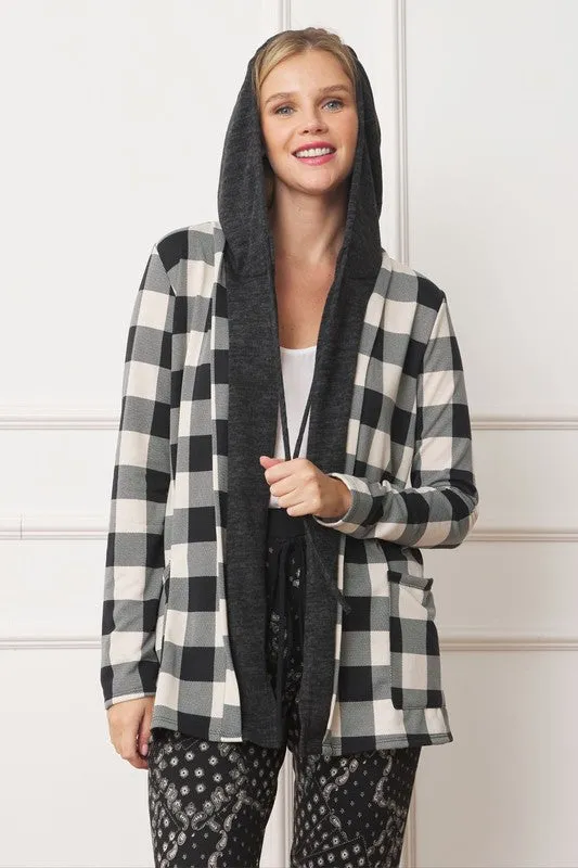 Buffalo Plaid Hooded Cardigan *Online Only*