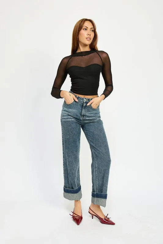 Candra Sheer Ruched Top