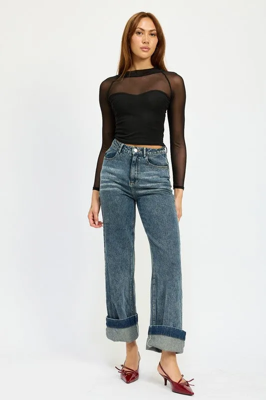 Candra Sheer Ruched Top