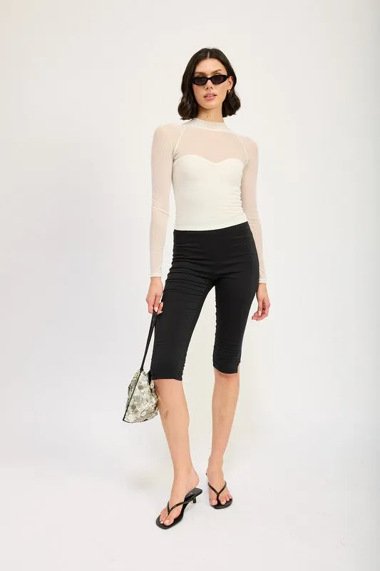 Candra Sheer Ruched Top