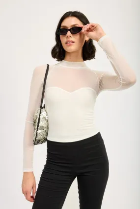 Candra Sheer Ruched Top