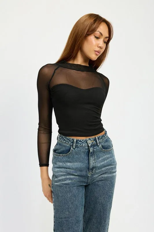 Candra Sheer Ruched Top