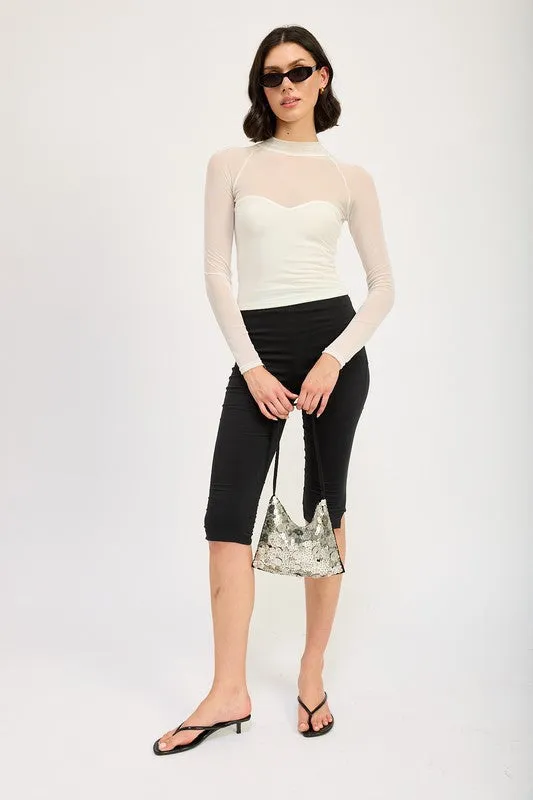 Candra Sheer Ruched Top