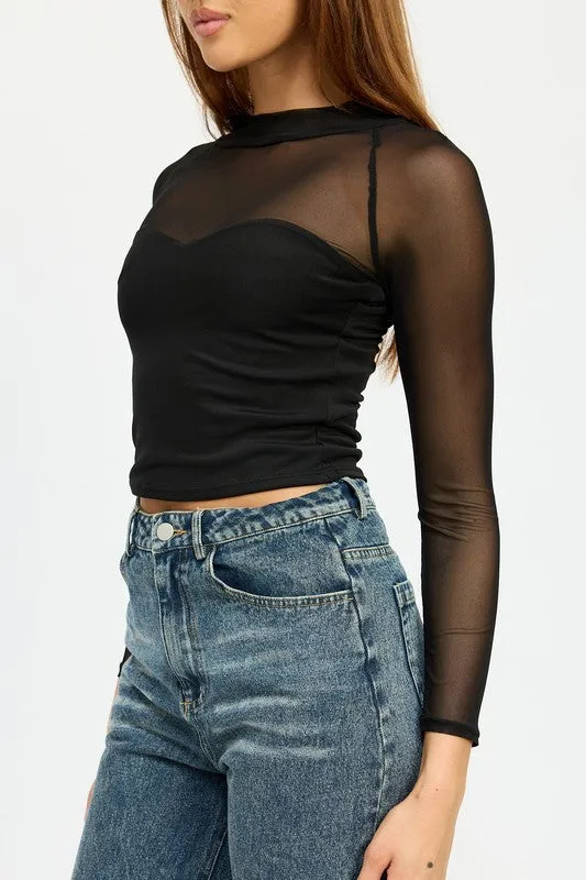 Candra Sheer Ruched Top
