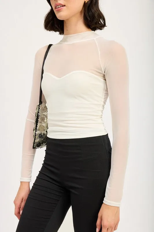 Candra Sheer Ruched Top