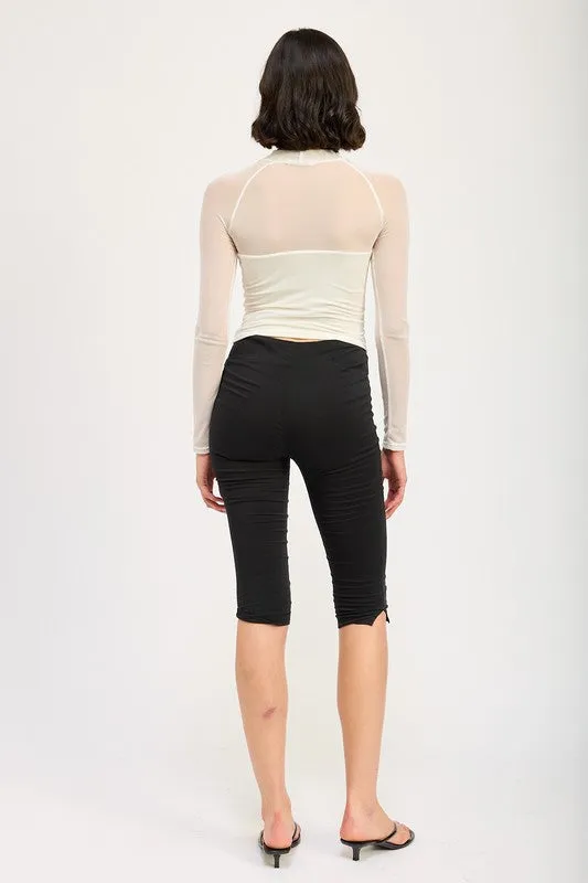 Candra Sheer Ruched Top