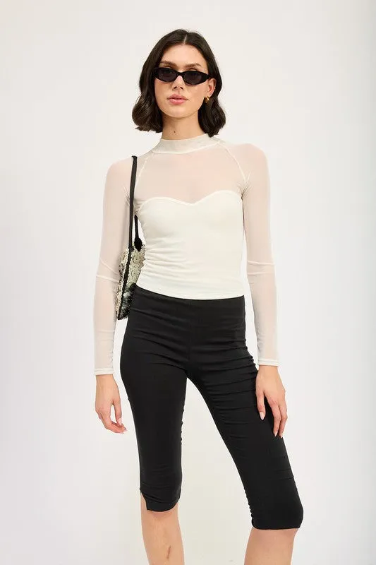 Candra Sheer Ruched Top