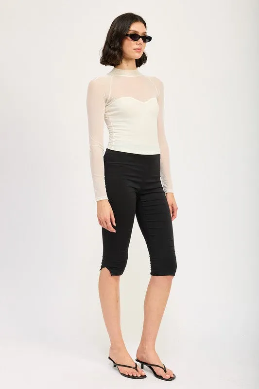 Candra Sheer Ruched Top