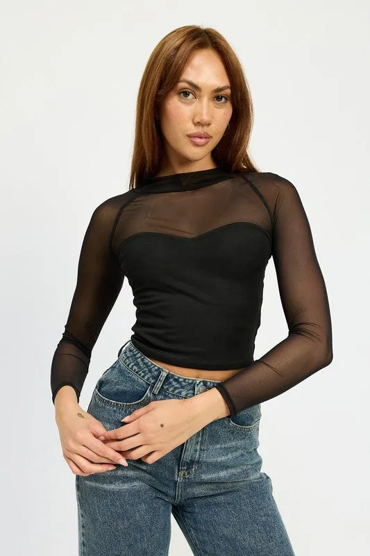 Candra Sheer Ruched Top