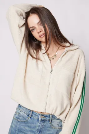 Carla Stripe Zip Up Knit Sweater
