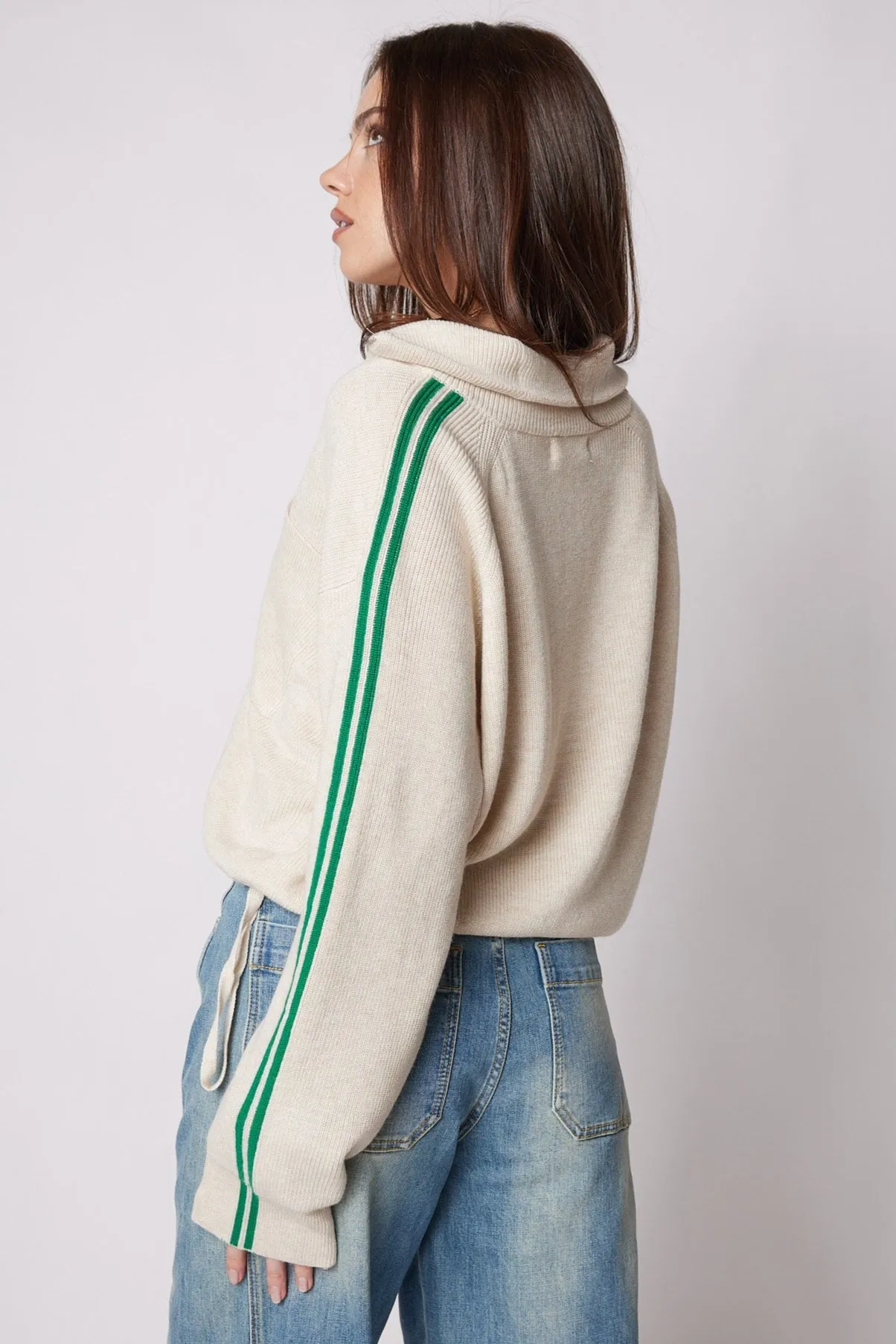 Carla Stripe Zip Up Knit Sweater