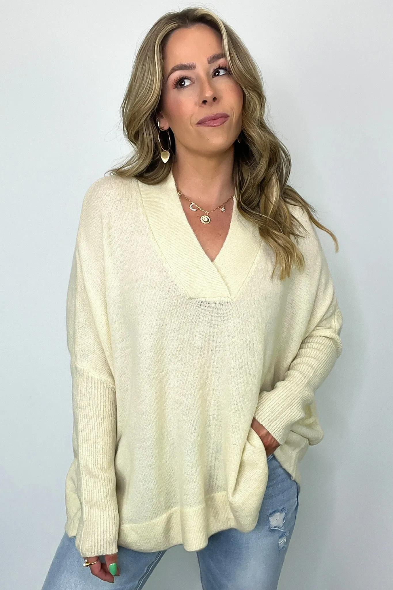 Cayden Oversized V-Neck Sweater - FINAL SALE