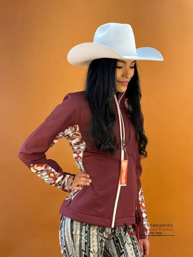 Cinch Womens Jacket Softshell Red Aztec Team Logo