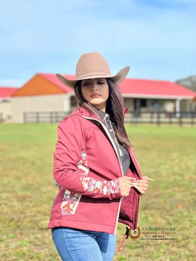Cinch Womens Jacket Softshell Red Aztec Team Logo