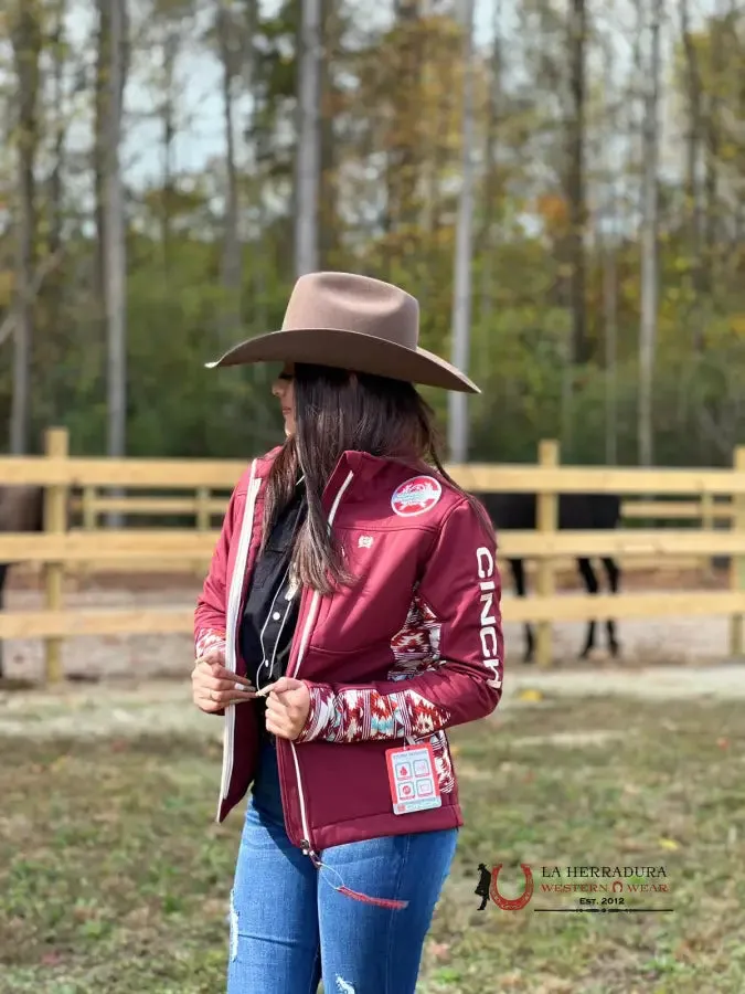 Cinch Womens Jacket Softshell Red Aztec Team Logo