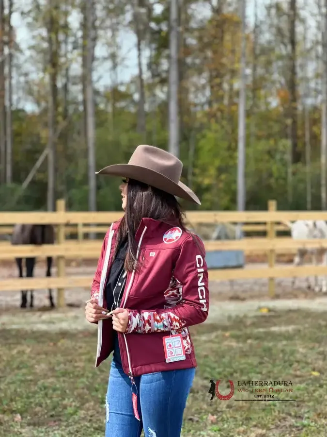 Cinch Womens Jacket Softshell Red Aztec Team Logo