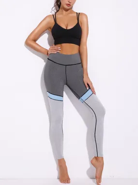 Contrast Color Stretchy Sports Leggings