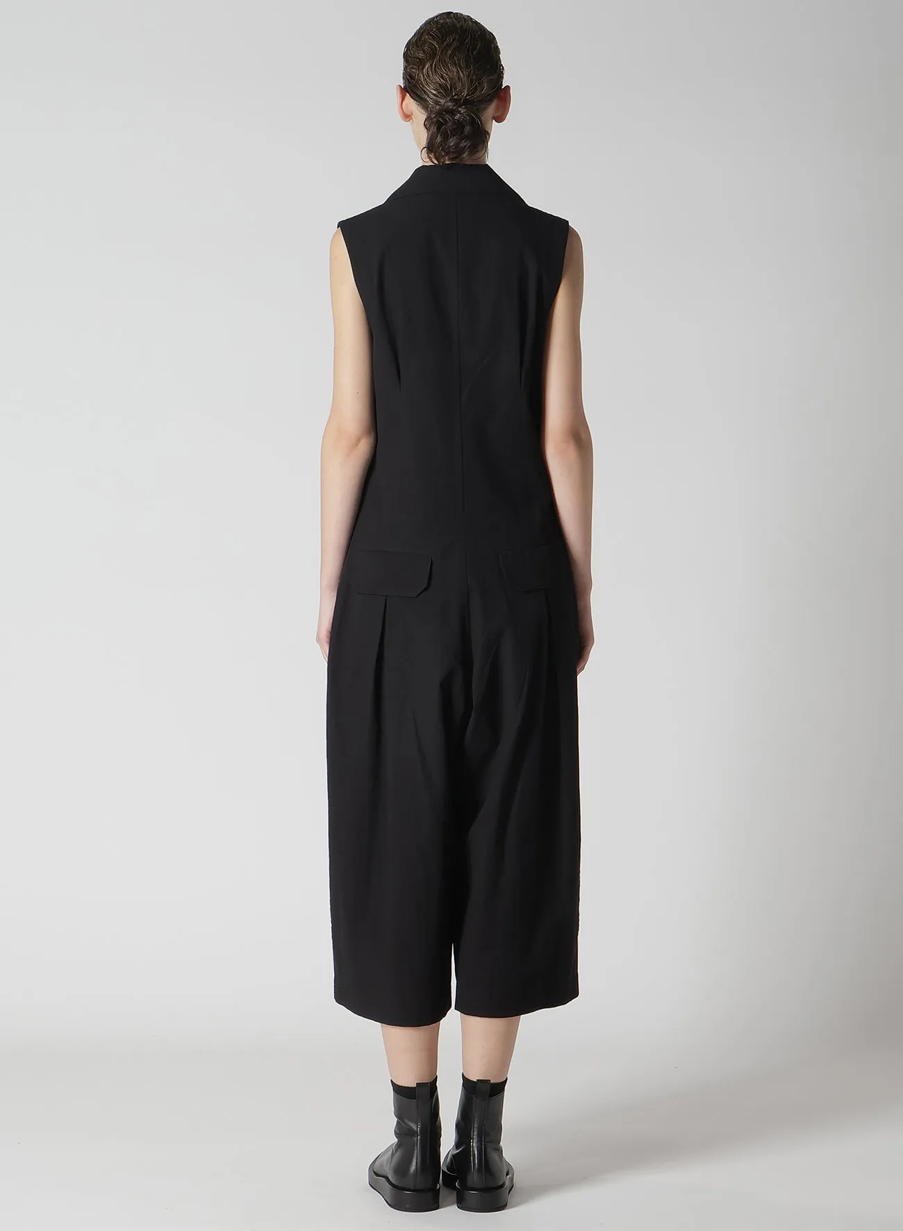 COTTON LINEN DUMP ZIP TUCKED JUMP SUIT