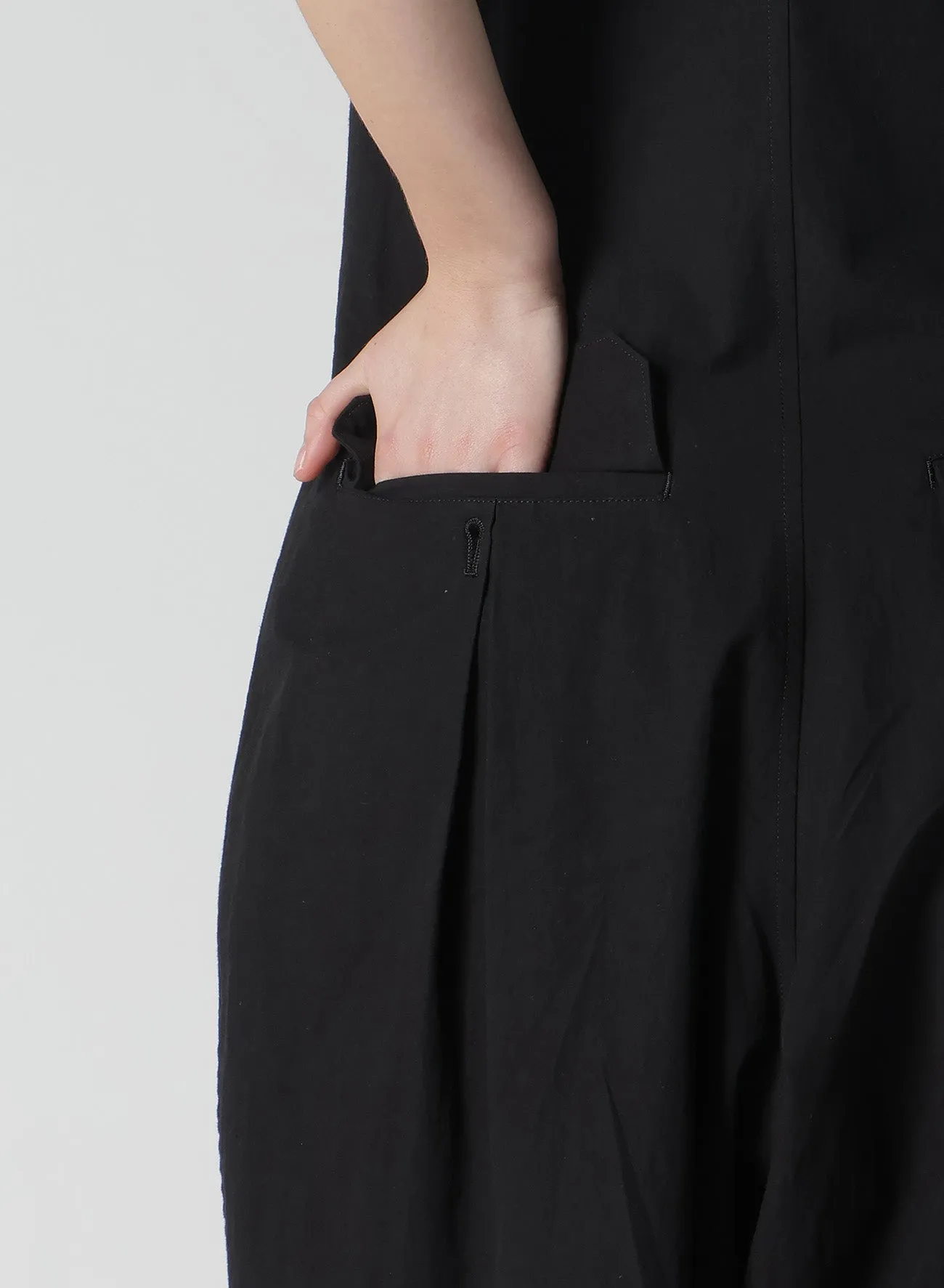 COTTON LINEN DUMP ZIP TUCKED JUMP SUIT