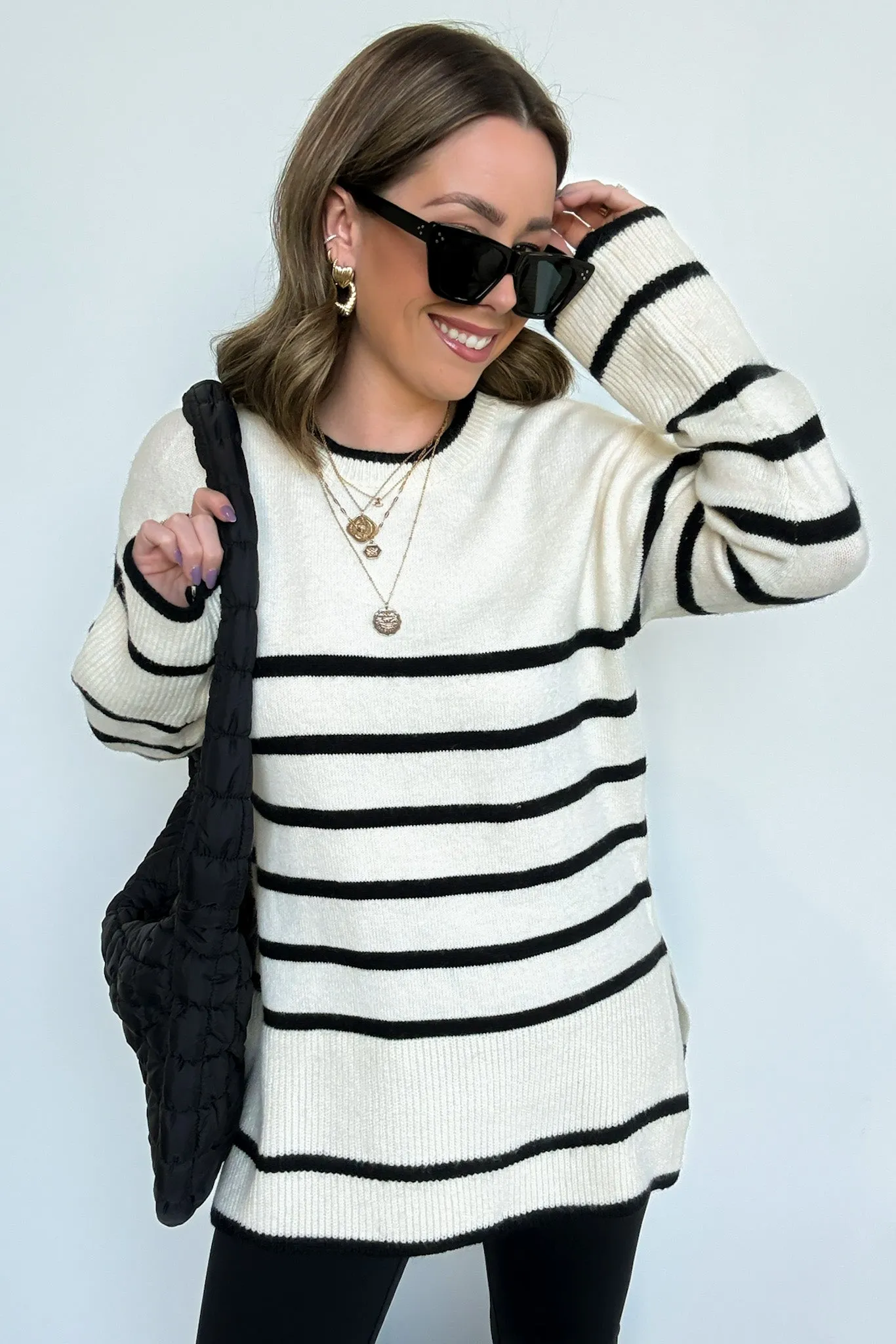 Cozy Stripe Delight Knit Sweater