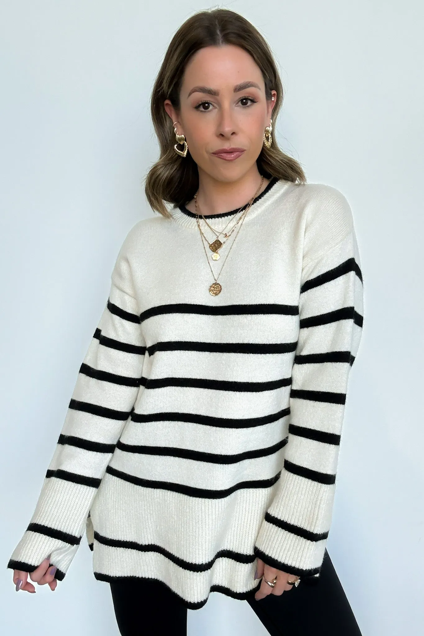 Cozy Stripe Delight Knit Sweater