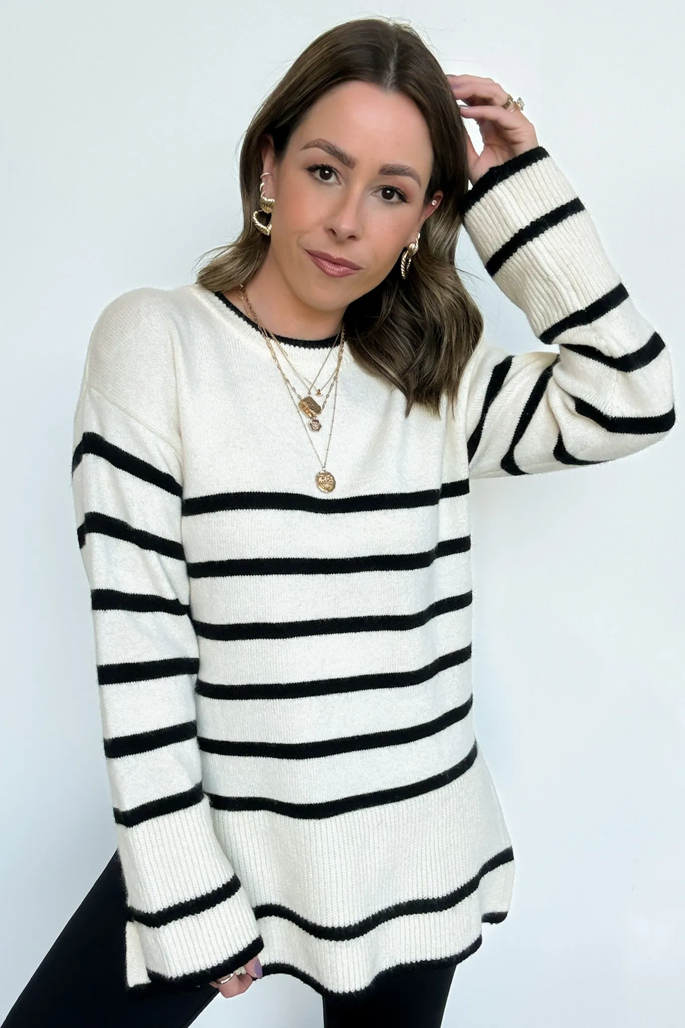 Cozy Stripe Delight Knit Sweater