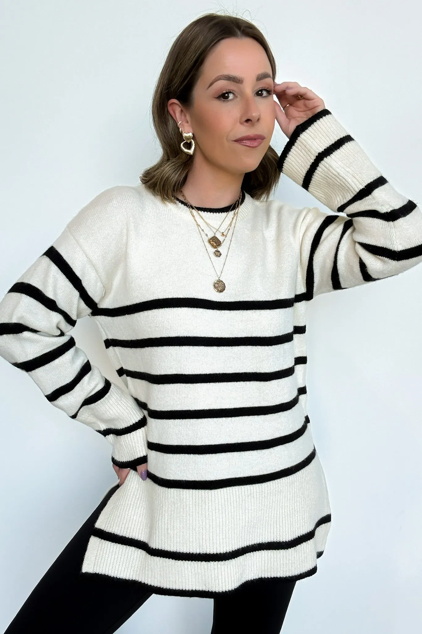 Cozy Stripe Delight Knit Sweater