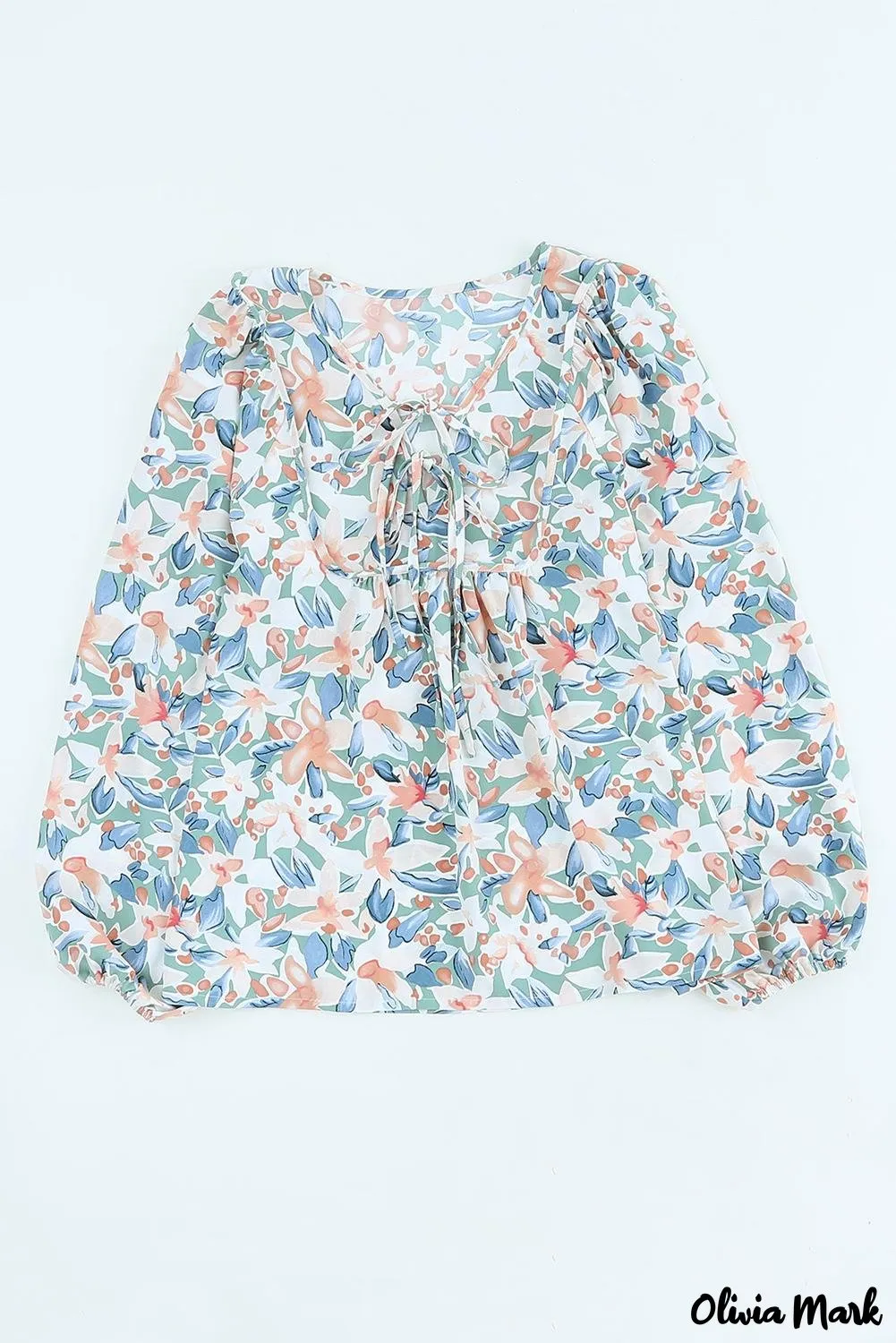 Deanwangkt - Green lace-up blouse with floral print