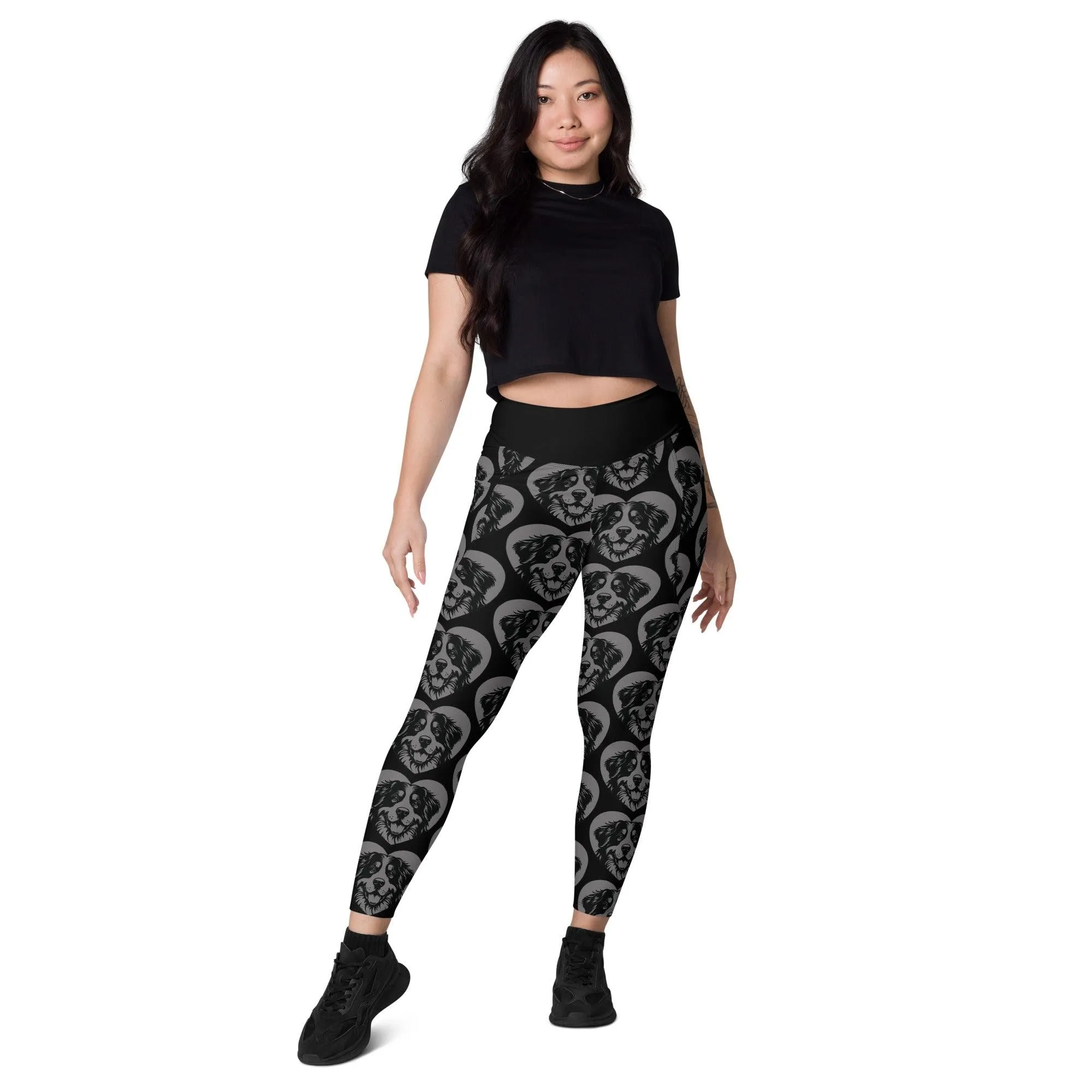 DOG BREED LEGGINGS with pockets - BERNESE MOUNTAIN DOG - HERTTAHOUND - grey