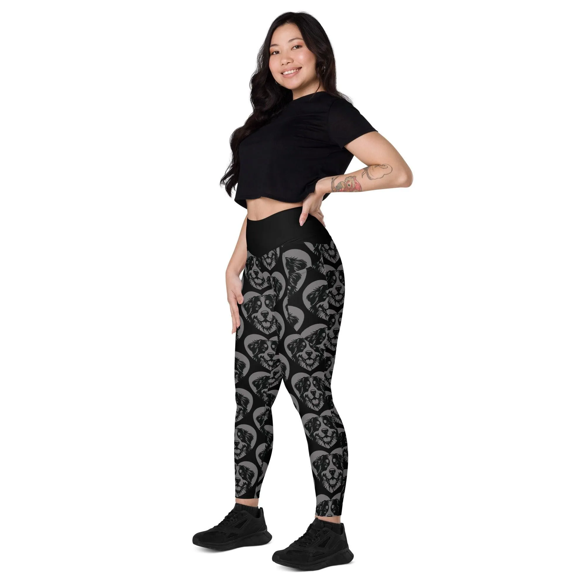 DOG BREED LEGGINGS with pockets - BERNESE MOUNTAIN DOG - HERTTAHOUND - grey