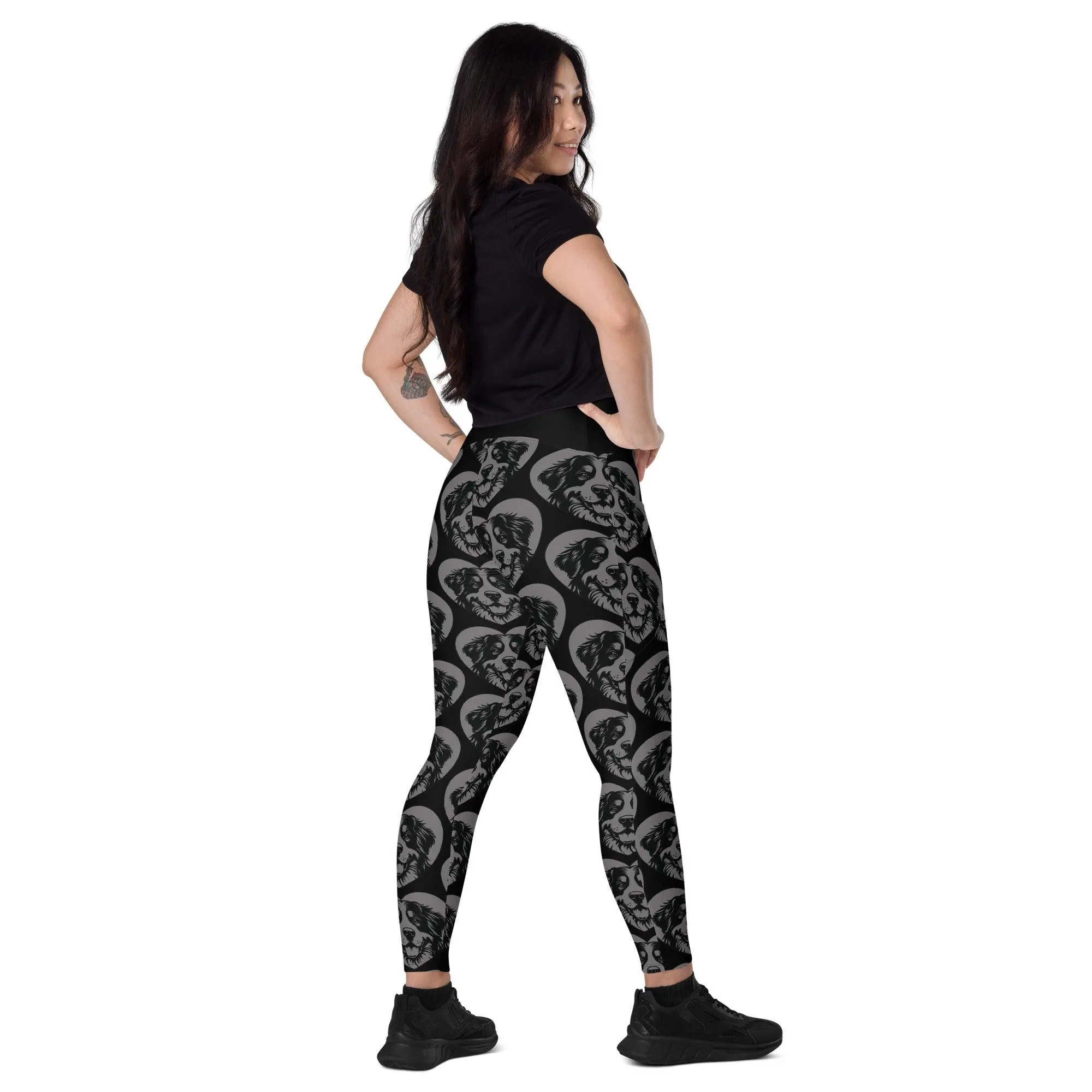 DOG BREED LEGGINGS with pockets - BERNESE MOUNTAIN DOG - HERTTAHOUND - grey