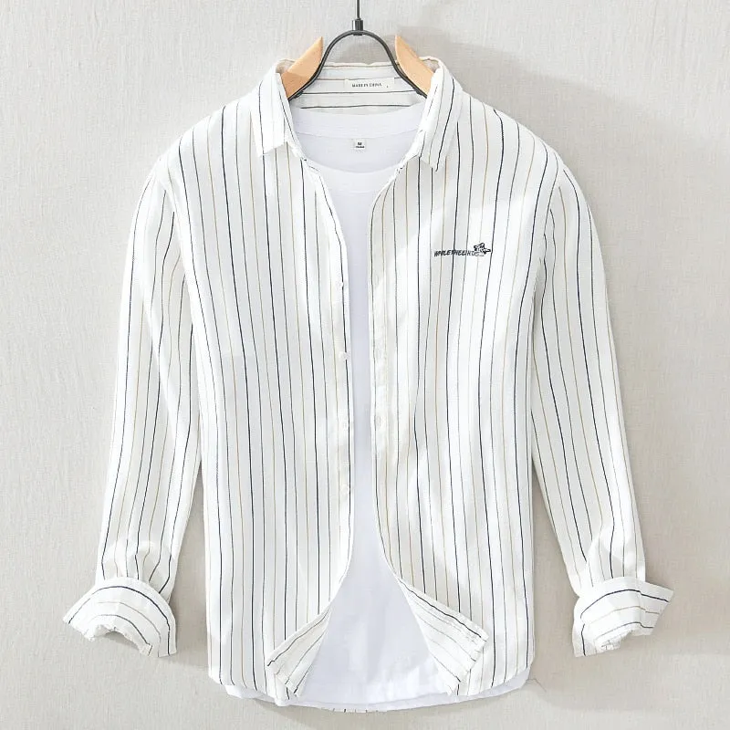 Embroidered stripe Casual Shirts