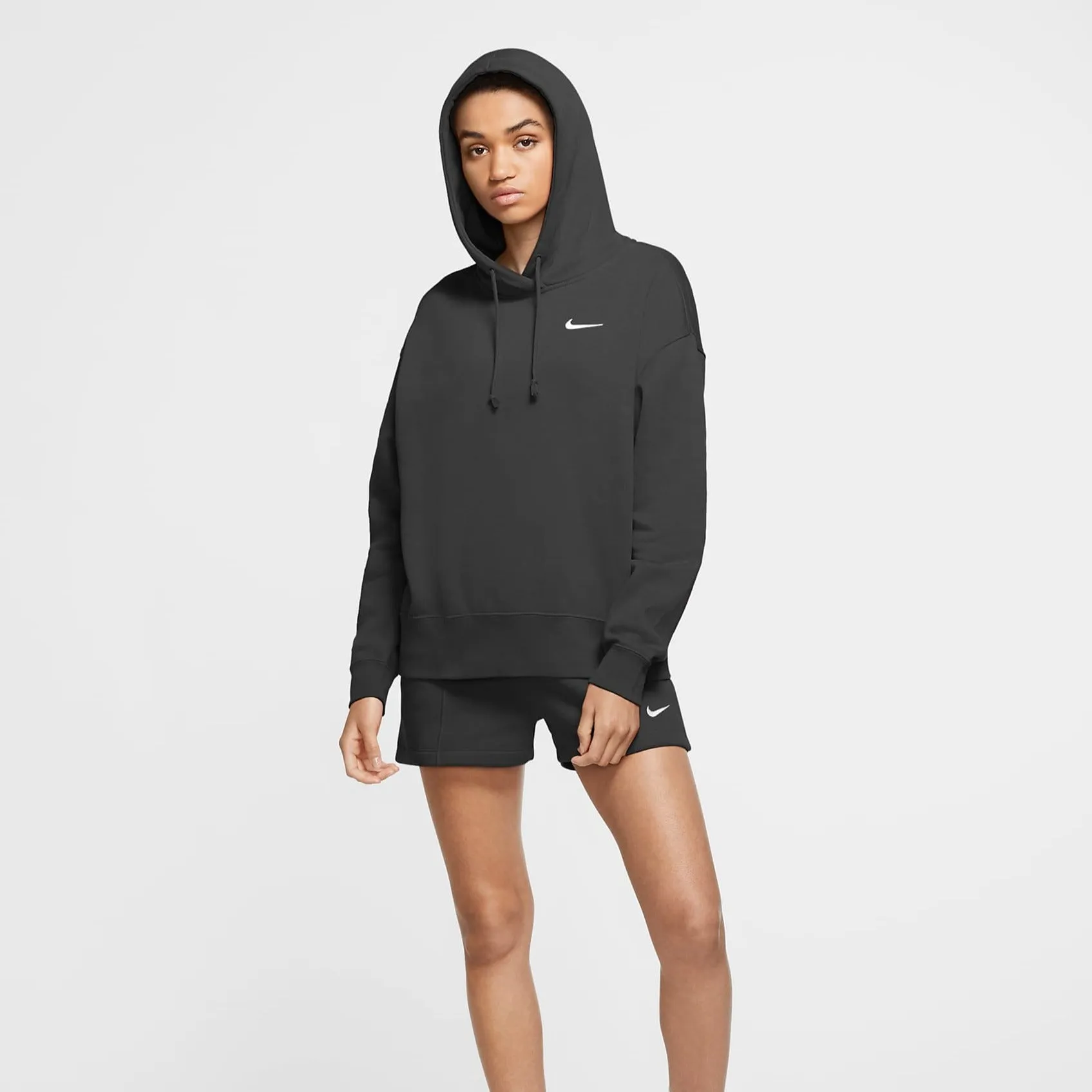 Fleece Hoodie (Black   White)