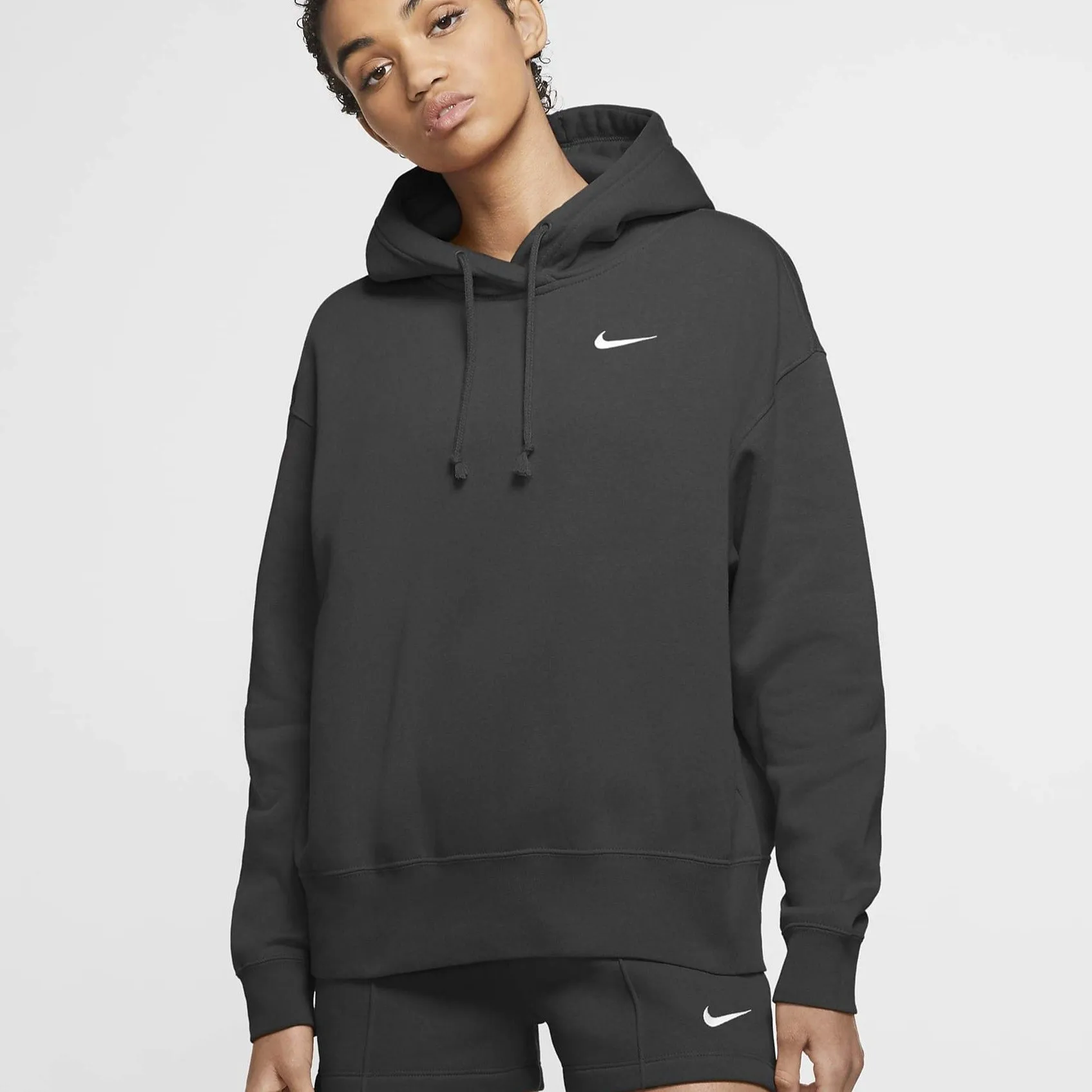Fleece Hoodie (Black   White)