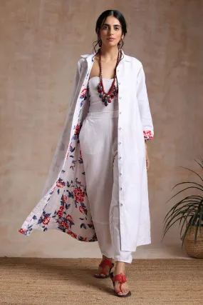 Floral Linen Long Jacket