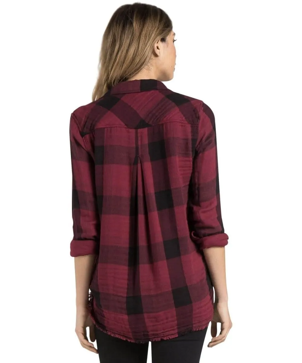 Fray Hem Button Down, Spiced Wine