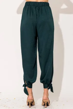 Green Bottom Tie Satin Pants