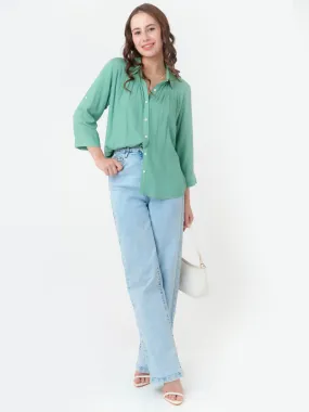 Green Solid Regular Shirt