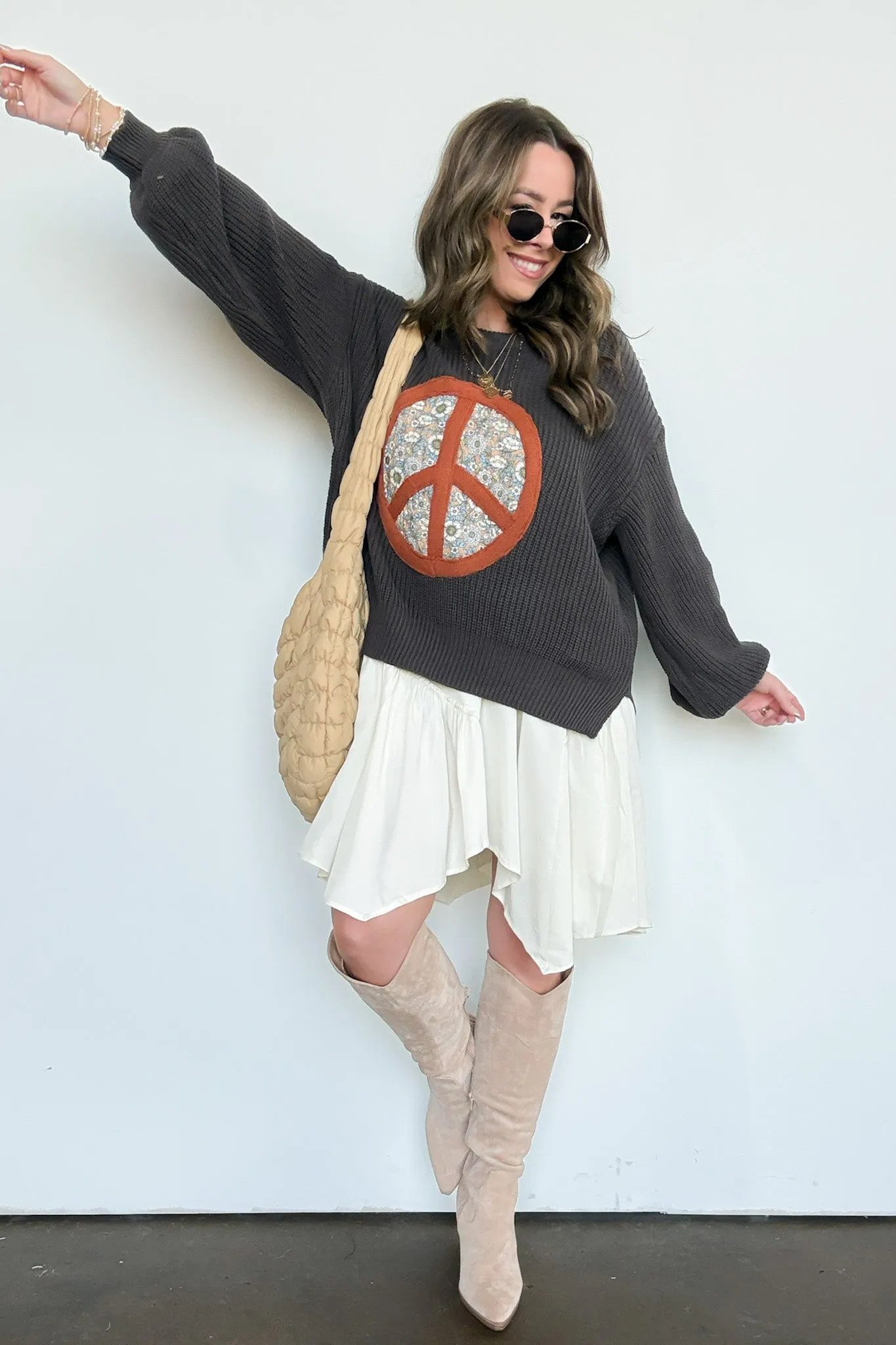 Hippie Era Patch Peace Sweater