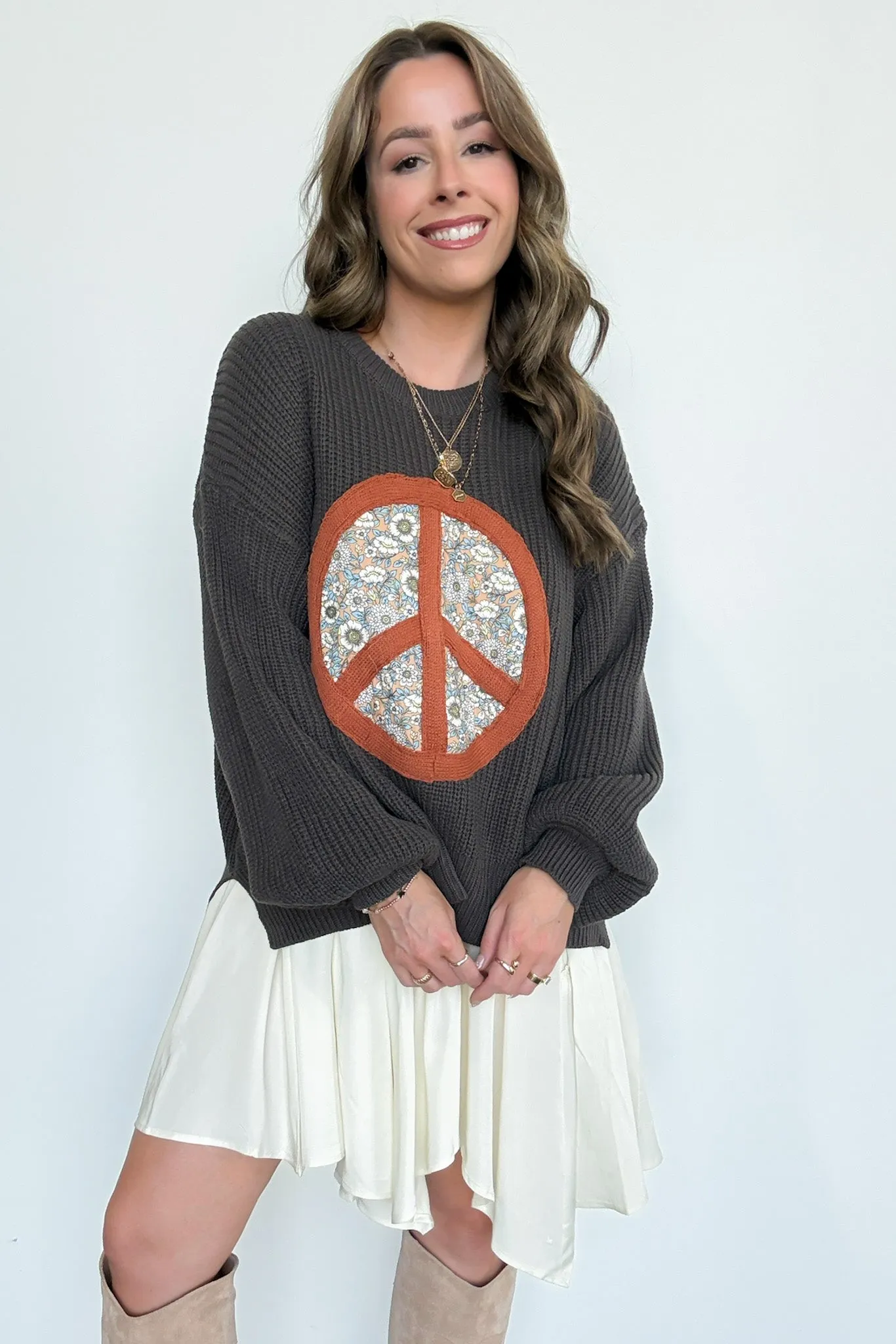 Hippie Era Patch Peace Sweater